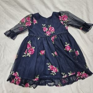 Laura Ashley Navy Dress with Pink Floral Design